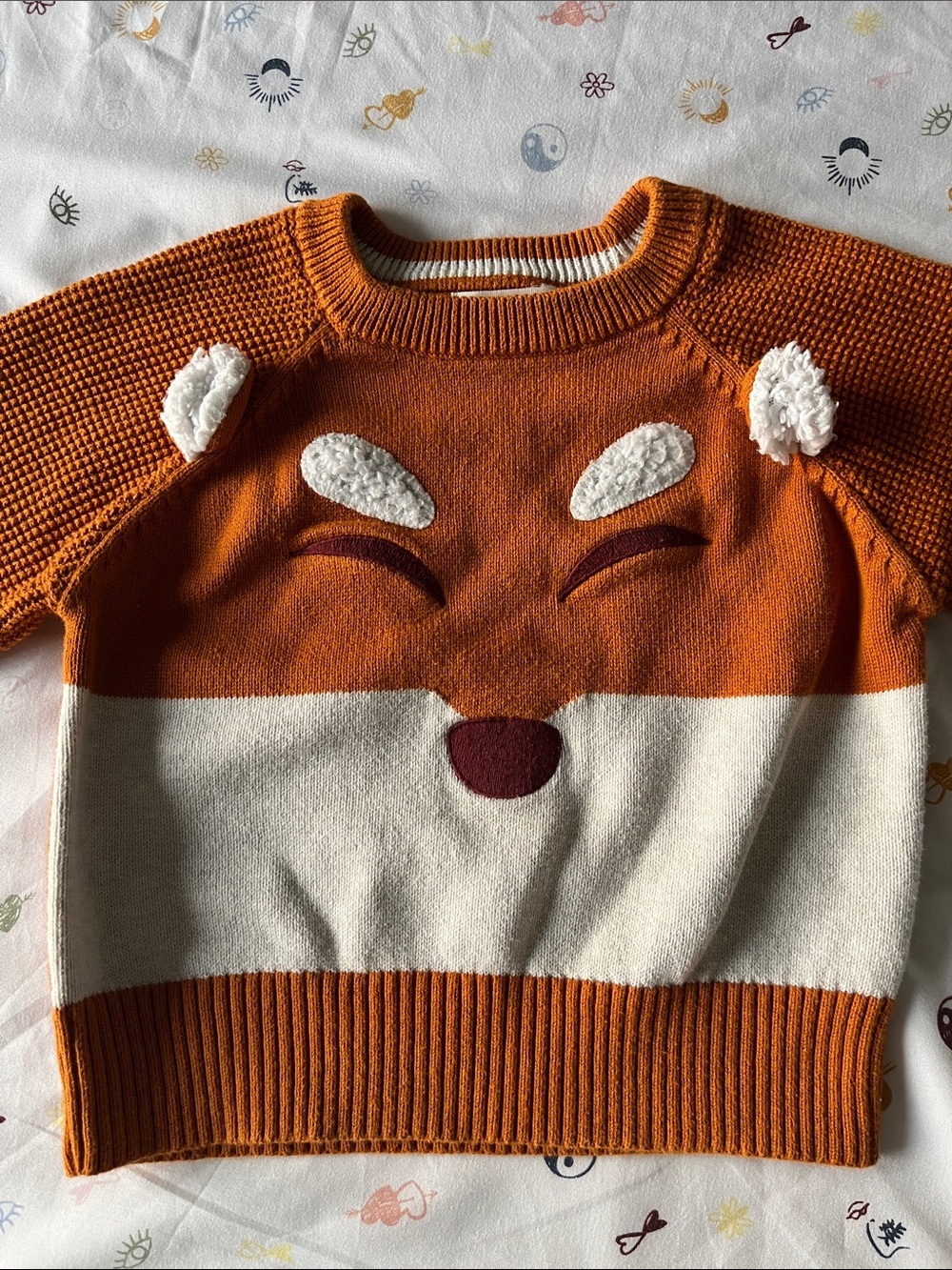 Cat & Jack Orange and White Knit Sweater